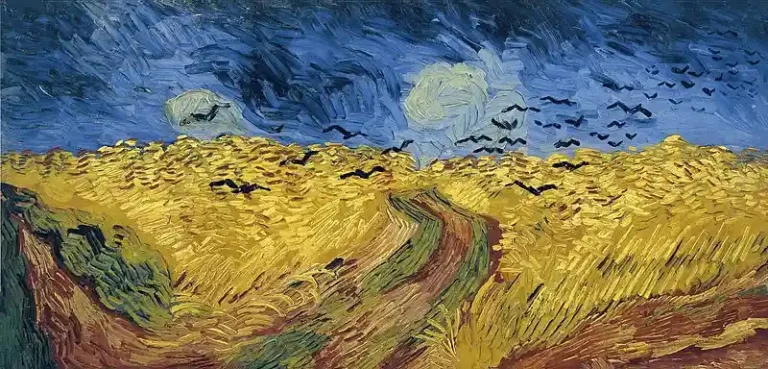 فلسفه آثار ونگوگ | نقاشی گندم‌زار با کلاغ‌ها اثر ونگوگ